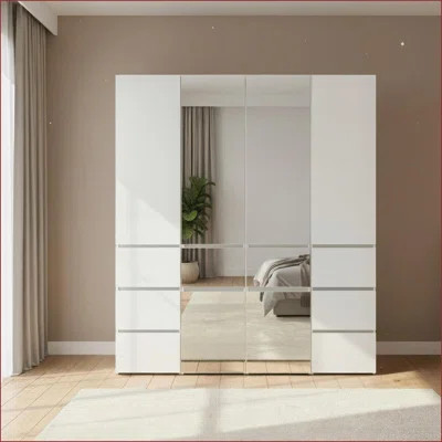 Closet Systems | Elise Modular Wood Closet System with Mirror in White | White | Wood | Wayfair North America