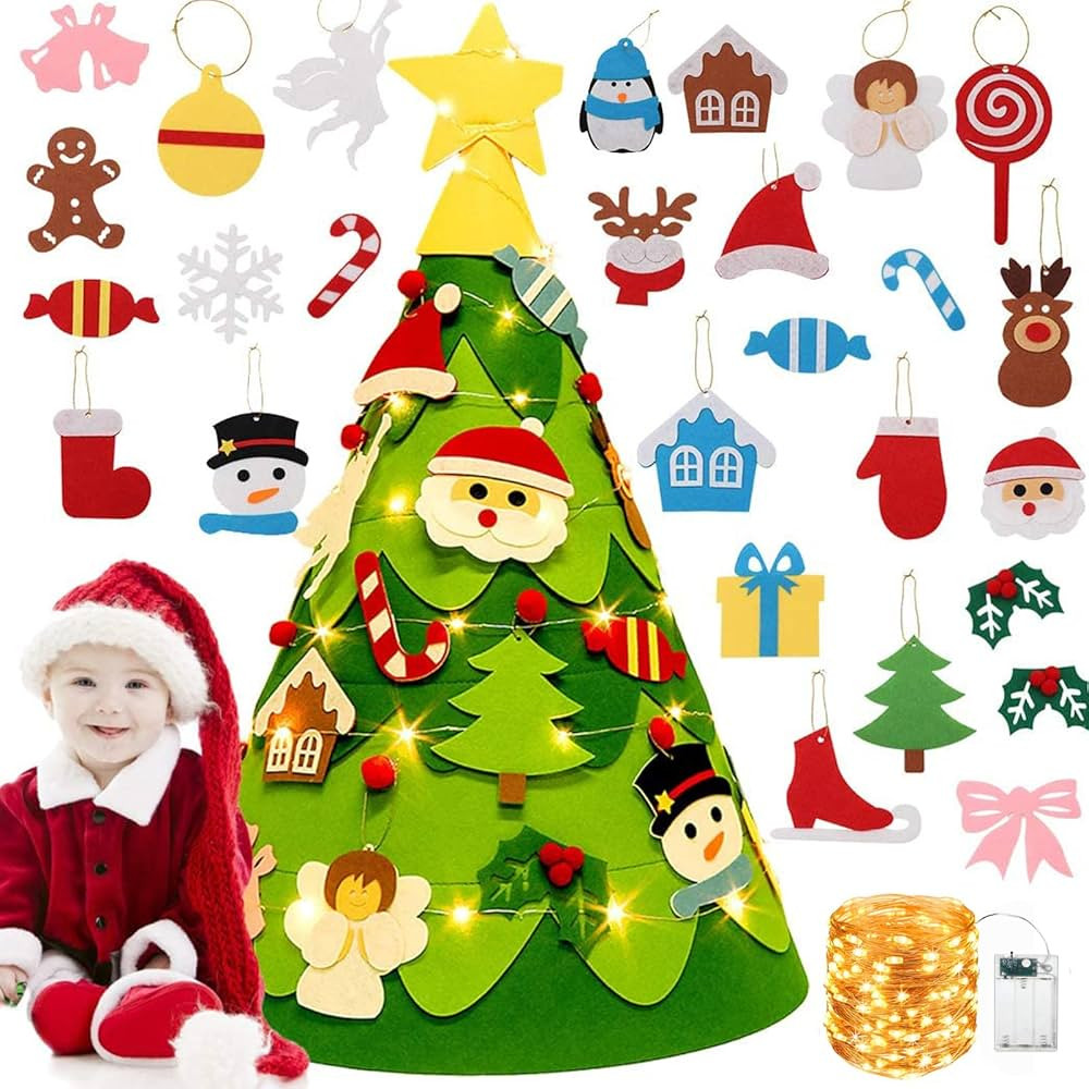 NEWUPZSI 3D Albero Natale Feltro per Bambini regalo Albero di Natale in Feltro Stump Stereo Bambi... | Amazon (IT)