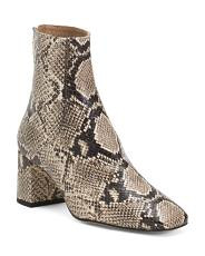 Leather Nadira Exotic Block Heel Ankle Boots For Women | TJ Maxx