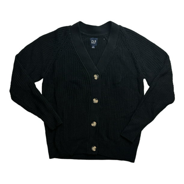 Gap Women's Soft Knit Button Front Relaxed Fit Cardigan (Black, S) | Walmart (US)