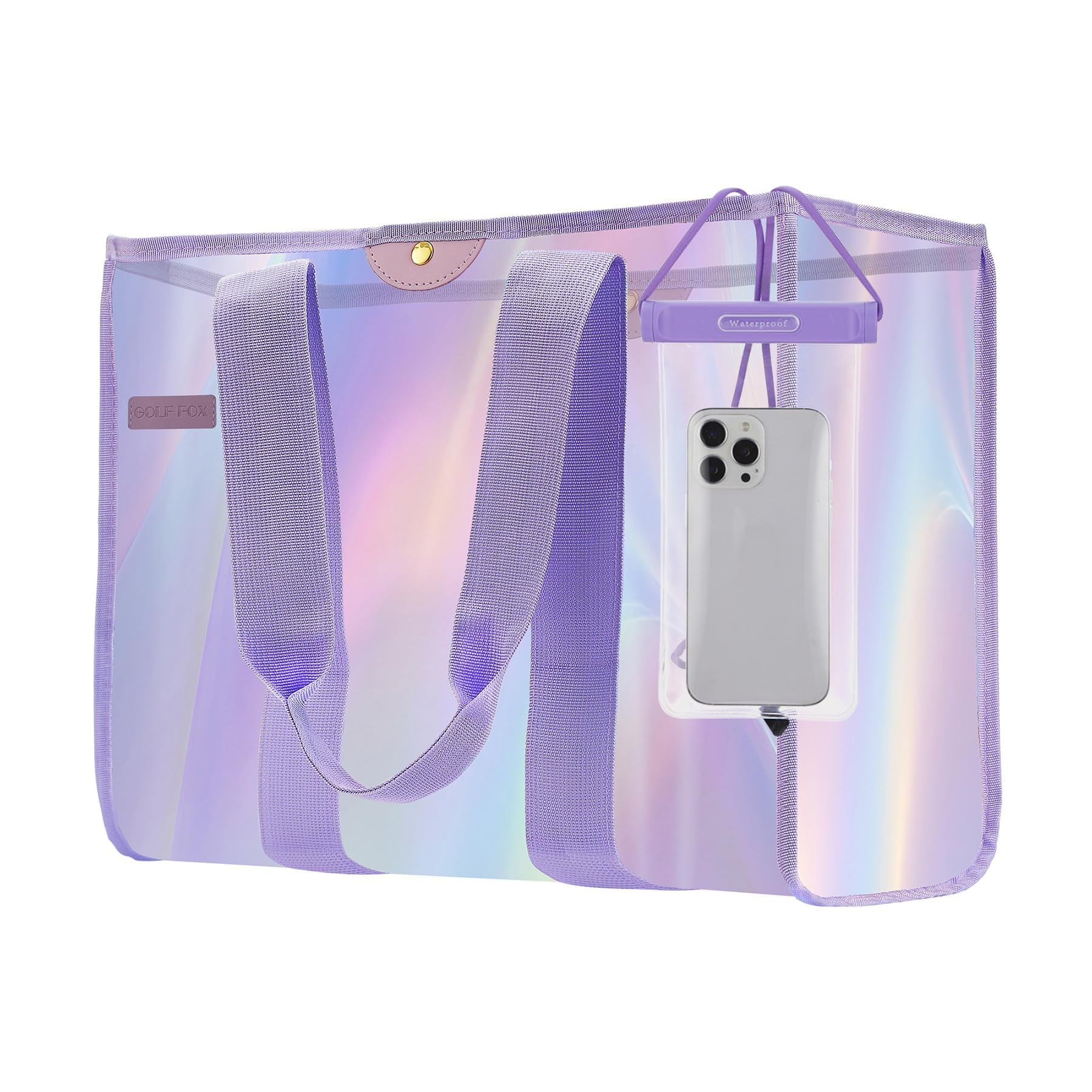 26L Extra Large Iridescent Beach Bag Set- Purple Tote Bag with Snap - Perfect Beach Essentials fo... | Amazon (US)