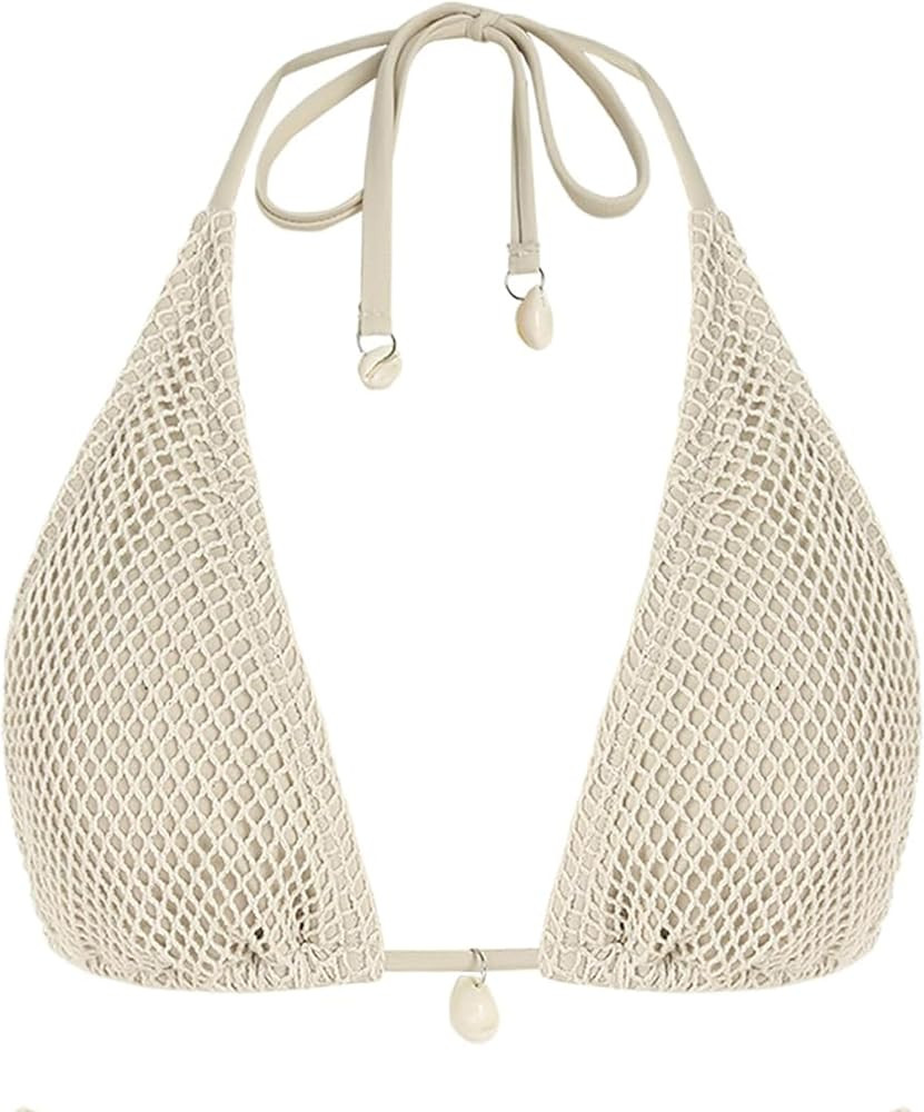 Amazon.com: ZAFUL Women's Multiway Fishnet Bikini Top - Tie Back, Bandeau, Halter, String - Light... | Amazon (US)