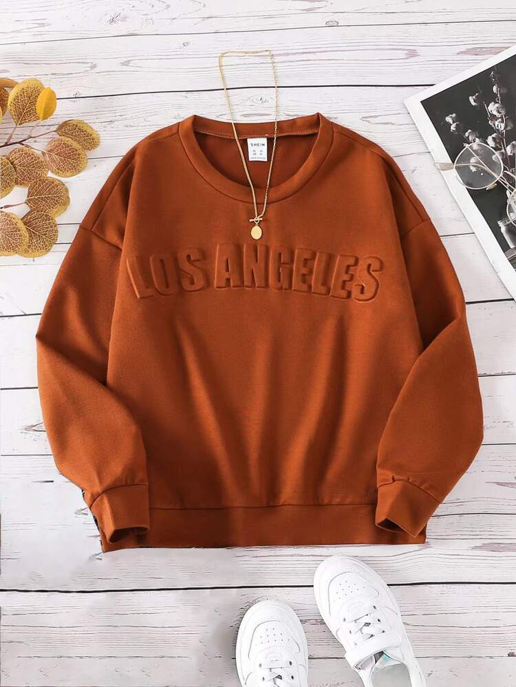 Girls Letter Drop Shoulder Sweatshirt | SHEIN