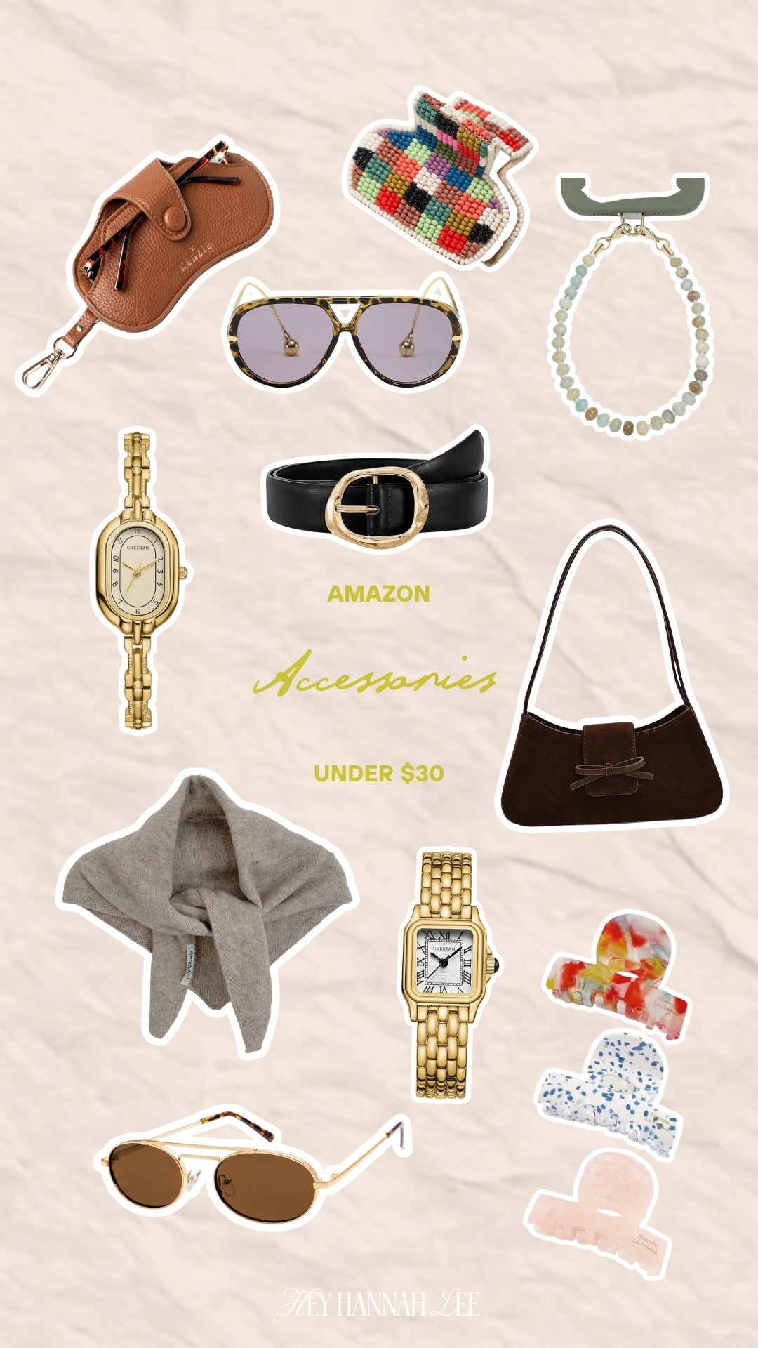 I can hardly believe some of these accessories are under $30!! ❤️‍🔥 women’s accessories, fashion, style, hair clips, purse, sunglasses, watch, belt, phone case charm

#LTKBeauty #LTKootd