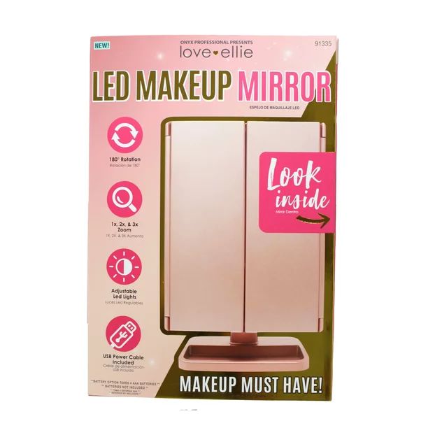 Love Ellie LED Makeup Mirror, 3X Magnification, USB, Rose Gold - Walmart.com | Walmart (US)