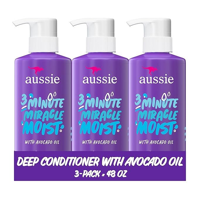 Aussie 3 Minute Miracle Moist Deep Conditioner for Dry Hair, Avocado & Jojoba Oil, Safe for Color... | Amazon (US)