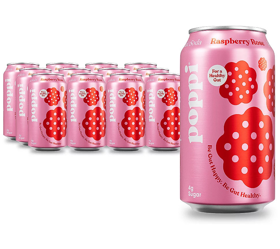 Poppi (12) 12-oz Cans Prebiotic Soda - Raspberr y Rose | QVC