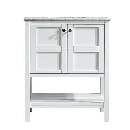 Florence 30"" Vanity in White with Carrara White Marble Countertop without Mirror | Walmart (US)