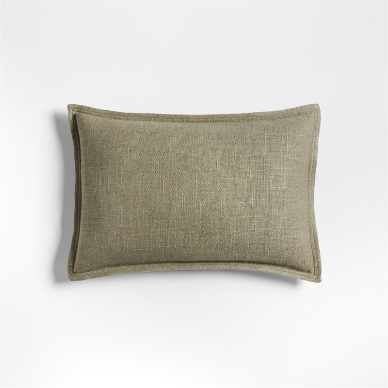 Organic Laundered Linen 18"x12" Sage Green Throw Pillow Cover + Reviews | Crate & Barrel | Crate & Barrel