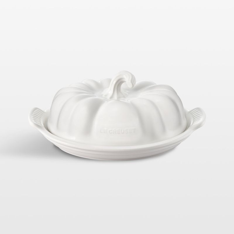 Le Creuset Figural White Pumpkin Butter Dish + Reviews | Crate & Barrel | Crate & Barrel