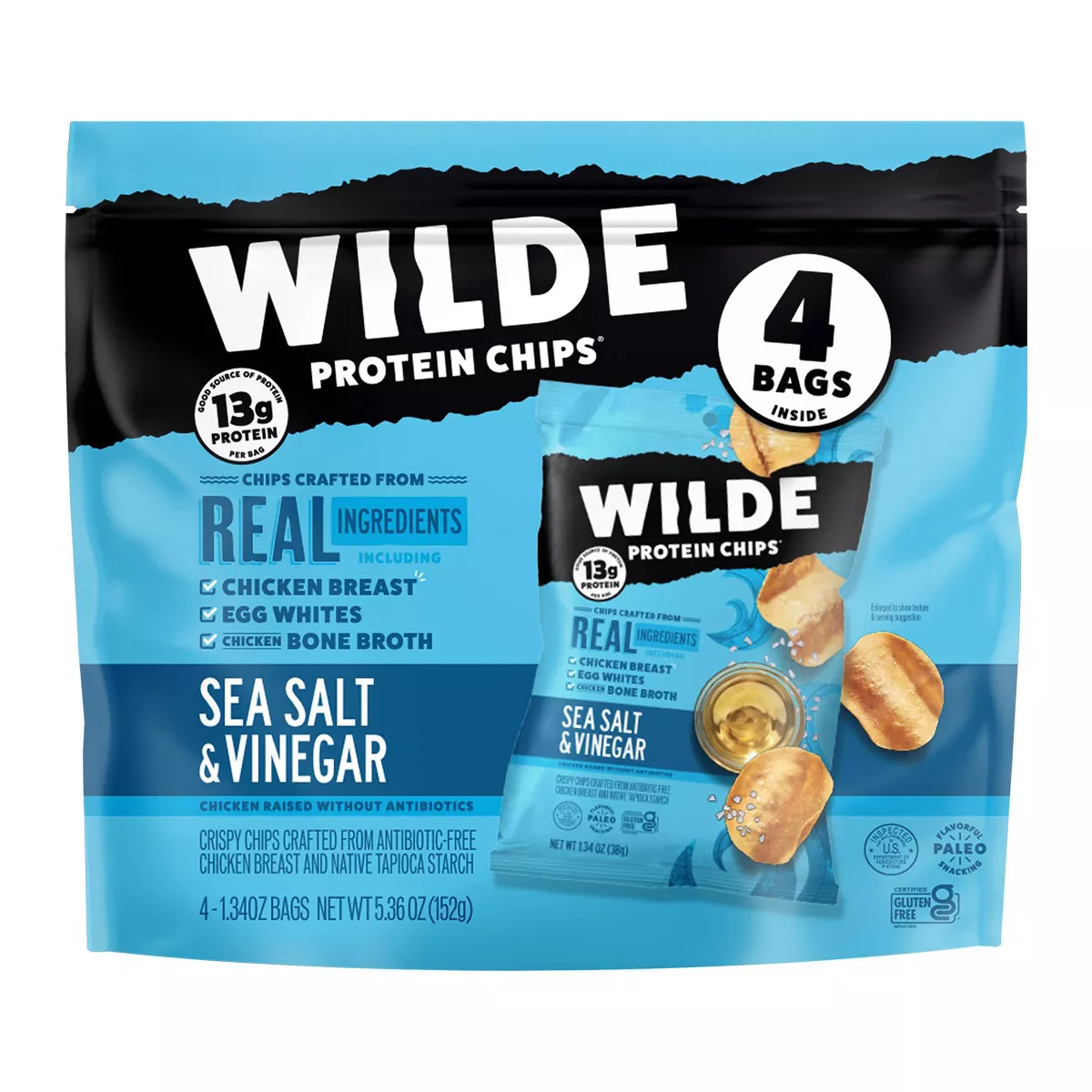Wilde Brand Protein Chips - Sea Salt & Vinegar - 4ct | Target
