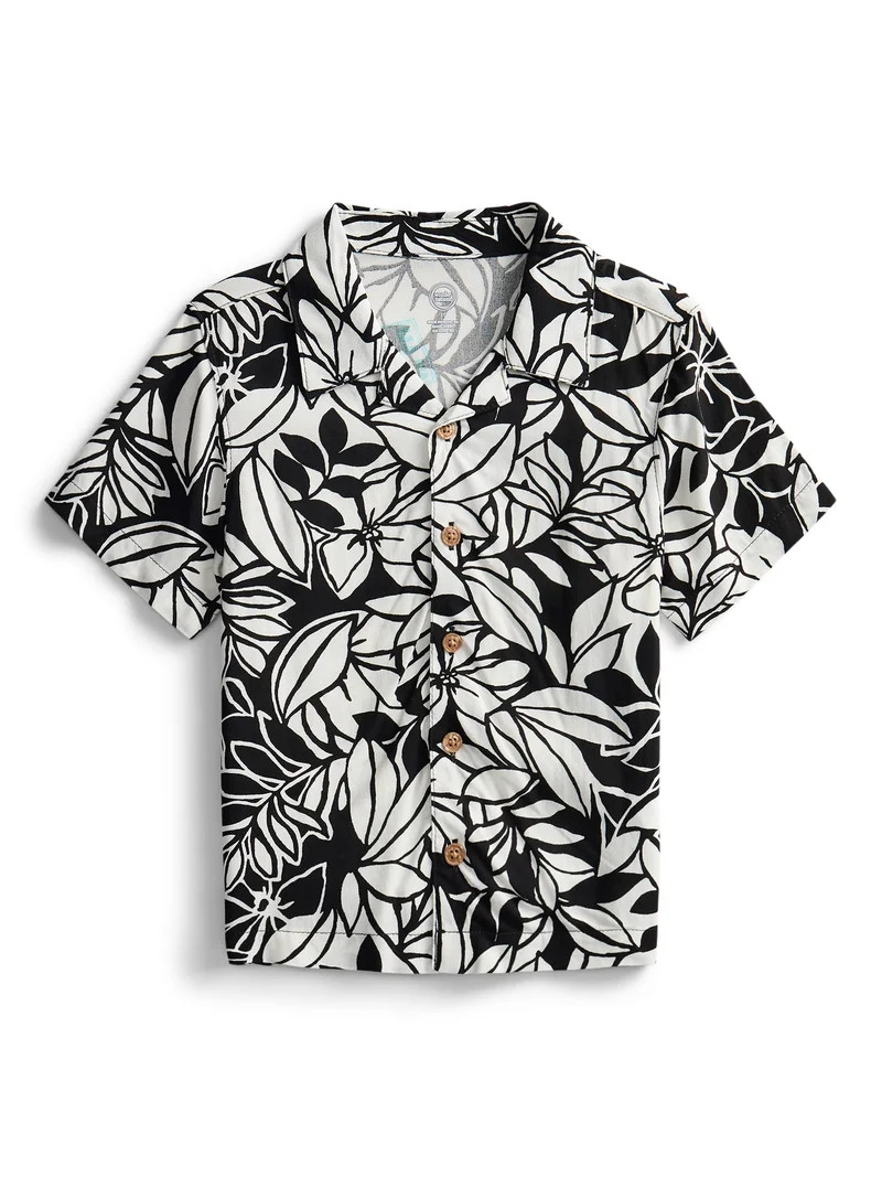 Wonder Nation Toddler Boys Camp Shirt with Short Sleeves, Sizes 12M-5T | Walmart (US)