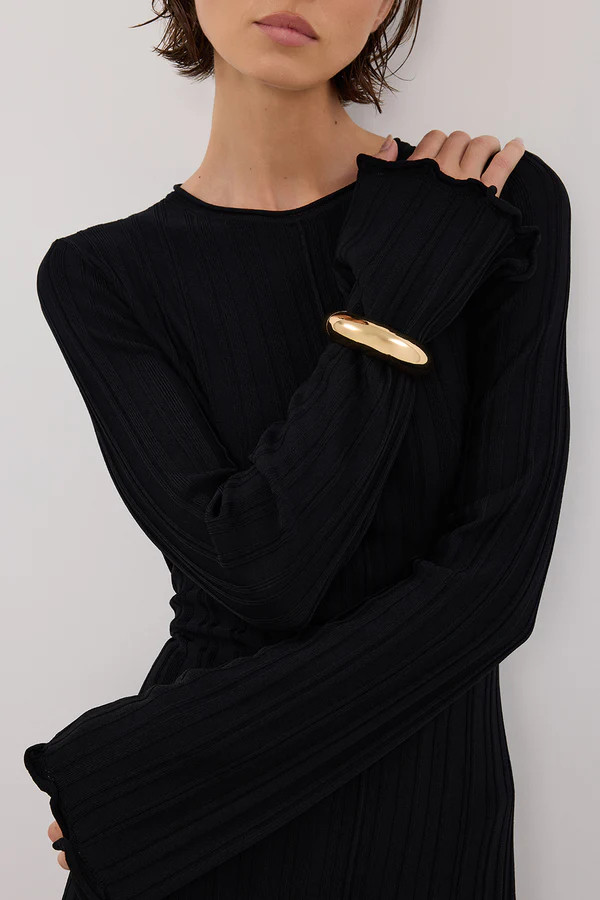 SYLVIA BLACK KNIT MIDI DRESS | DISSH