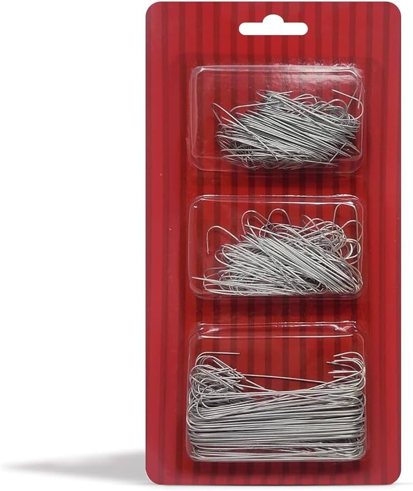 Bexter 300 Pack of Silver Ornament Hooks Christmas Tree Decorating Hooks- Metal Wire Ornament Hoo... | Amazon (US)