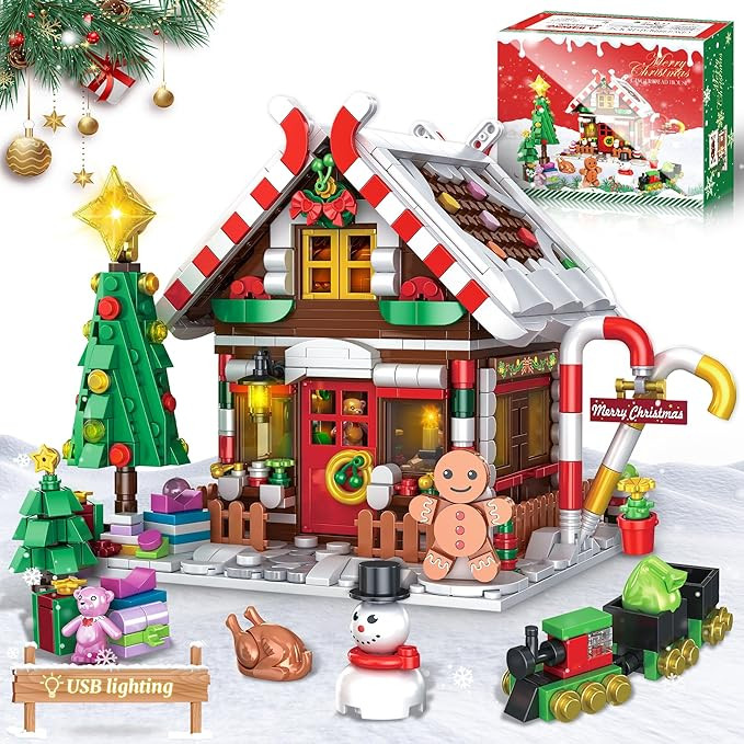 Christmas Gingerbread House Building Block for Girls Age 12+ with LED Lights, Christmas Village H... | Amazon (US)