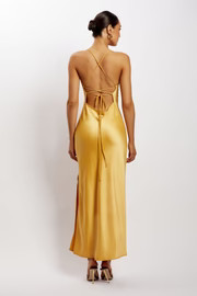 Sydney Straight Neck Slip Maxi Dress - Yellow | MESHKI US