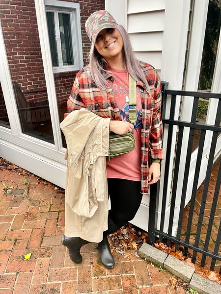 ✨SIZING•PRODUCT INFO✨
⏺ Peach Band Tee - Men’s XXL @walmart 
⏺ Tan Anorak Rain Light Jacket - L - runs a little big @walmartfashion 
⏺ Green & Peach Flannel Shirt •• older from @walmart but linked similar from @amazon 
⏺ Roses & Camo Baseball Cap @walmartfashion 
⏺ Olive Green Crossbody Bag •• older from @walmartfashion but I linked similar option(s) from  @amazonfashion 
⏺ Black High-Waisted Butter Soft Leggings - XL- run a little big @walmartfashion 
⏺ Rain Boots - Mid Height - TTS - Hunter Boots 

👋🏼 Thanks for stopping by!

Leggings, black leggings, graphic tee, band tee, t-shirt, flannel shirt, flannel, rain jacket, hunter boots, rain boots, crossbody bag, green bag, hat, baseball cap, baseball hat, camo, flowers, floral, mixing patterns
#walmart #walmartfashion #walmartstyle walmart finds, walmart outfit, walmart look  #amazon #amazonfind #amazonfinds #founditonamazon #amazonstyle #amazonfashion #flannel #shirt #buttondown #buttonup #button #flannelshirt #plaid #plaidshirt #flannelstyle #flannellook #flanneloutfit #flanneloutfitidea #flanneloutfitinspo #grunge #grungeoutfit #grungestyle #grungelook  #leggings #style #inspo #fashion #leggingslook #leggingsoutfit #leggingstyle #leggingsoutfitidea #leggingsfashion #leggingsinspo #leggingsoutfitinspo #graphic #tee #graphictee #graphicteeoutfit #tshirt #graphictshirt #t-shirt #band #bandtee #graphicteelook #graphicteestyle #graphicteefashion #graphicteeoutfitinspo #graphicteeoutfitinspiration #green #olive #olivegreen #hunter #huntergreen #kelly #kellygreen #forest #forestgreen #greenoutfit #outfitwithgreen #greenstyle #greenoutfitinspo #greenlook #greenoutfitinspiration 
#under10 #under20 #under30 #under40 #under50 #under60 #under75 #under100
#affordable #budget #inexpensive #size14 #size16 #size12 #medium #large #extralarge #xl #curvy #midsize #pear #pearshape #pearshaped
budget fashion, affordable fashion, budget style, affordable style, curvy style, curvy fashion, midsize style, midsize fashion


#LTKstyletip #LTKfindsunder50 #LTKmidsize