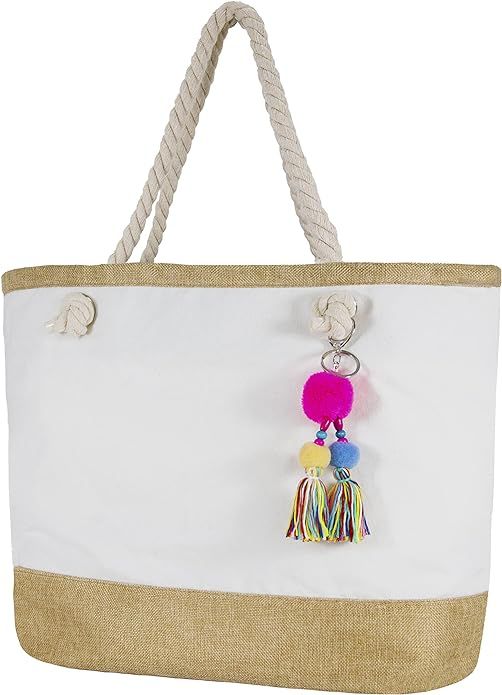 Hibala Large Beach Bag Beach Tote Weaving Shoulder Bag Tassel Bag Handbag with Pockets for Family... | Amazon (US)