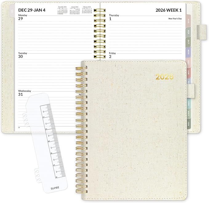 SUNEE 2026 Weekly & Monthly Planner 6.4"x8.5"- 12 Month (January 2026 - December 2026), Vegan Lea... | Amazon (US)
