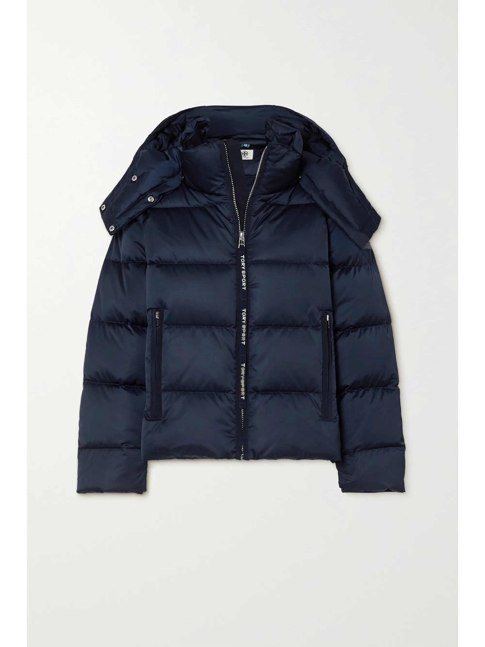 Navy Oversized hooded quilted shell down jacket | Tory Sport | NET-A-PORTER | NET-A-PORTER (UK & EU)