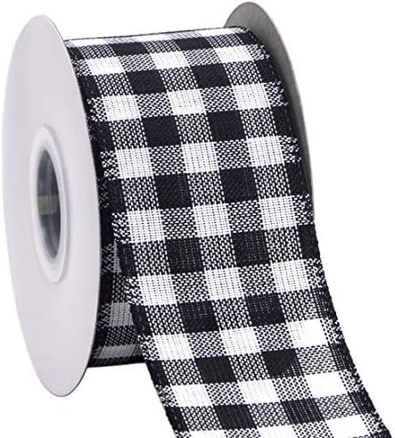 Ribbli Black and White Wired Ribbon, Buffalo Plaid Ribbon 2-1/2 Inch x Continuous 10 Yard ,Burlap... | Amazon (US)