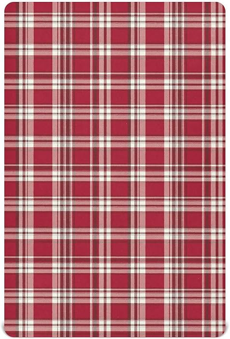 Crib Sheets for Boys Girl Red White Tartan Plaid Neutral Mini Crib Mattress Sheets Fitted, Toddle... | Amazon (US)