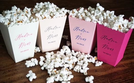 Pink Mini Popcorn Box-Popcorn Micro Wedding Favor-Custom Printed Mini Popcorn Box-Zoom Wedding Fa... | Etsy (US)