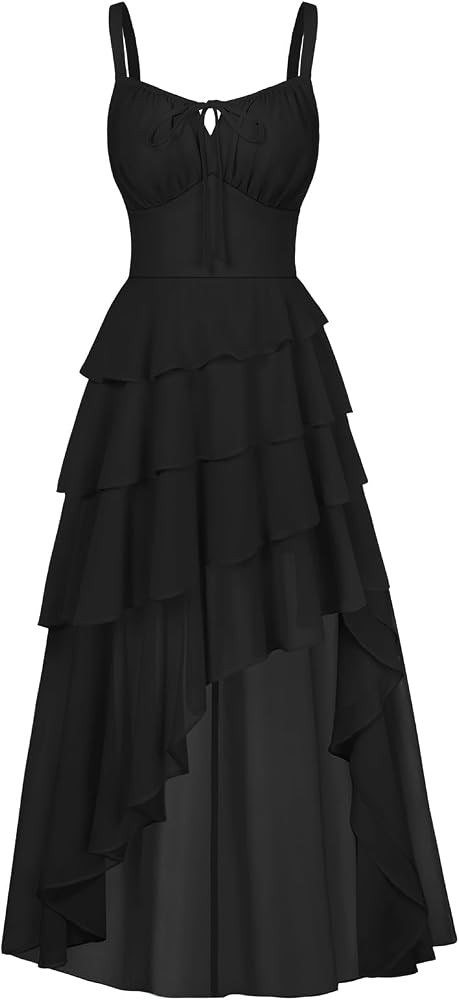 Scarlet Darkness Ruffle Hi-Low Corset Renaissance Pirate Fairy Gothic Dress | Amazon (US)