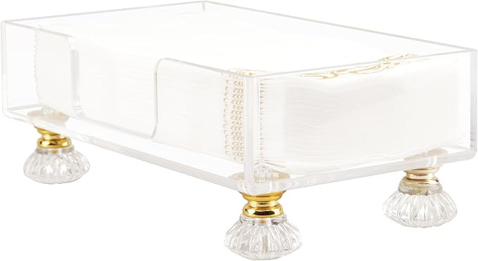 Acrylic Napkin Holder with Feet, LUVCOSY Acrylic Guest Towel Holder, Clear Hand Towel Storage Tra... | Amazon (US)