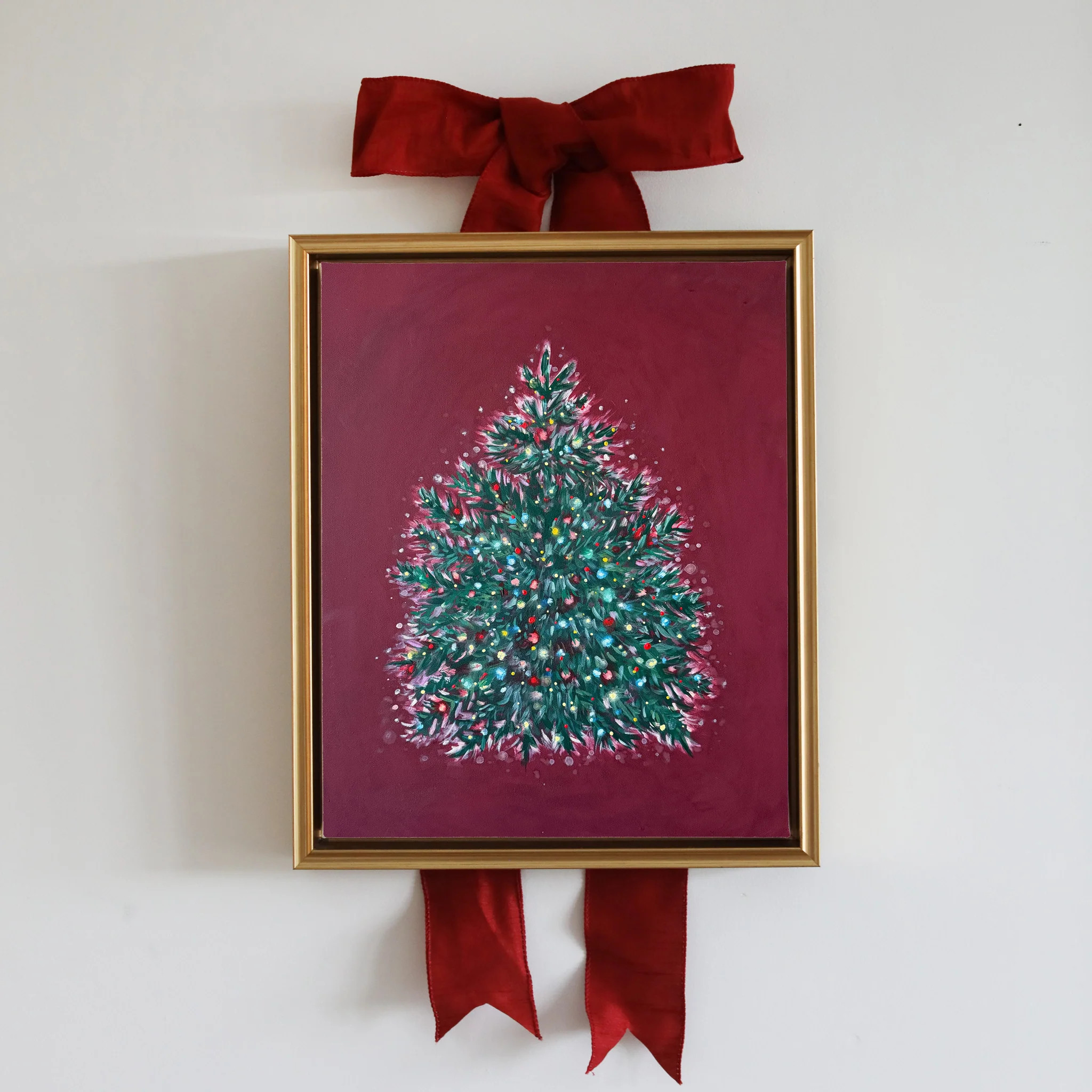 Colorful Lighted Christmas Tree Canvas | Lindsay Letters, LLC