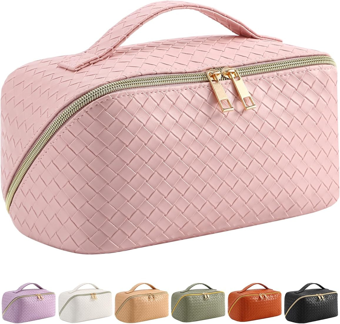 Baonmy Large Capacity Travel Cosmetic Bag - Makeup Bag,Portable PU Leather Waterproof Cosmetic Ba... | Amazon (US)