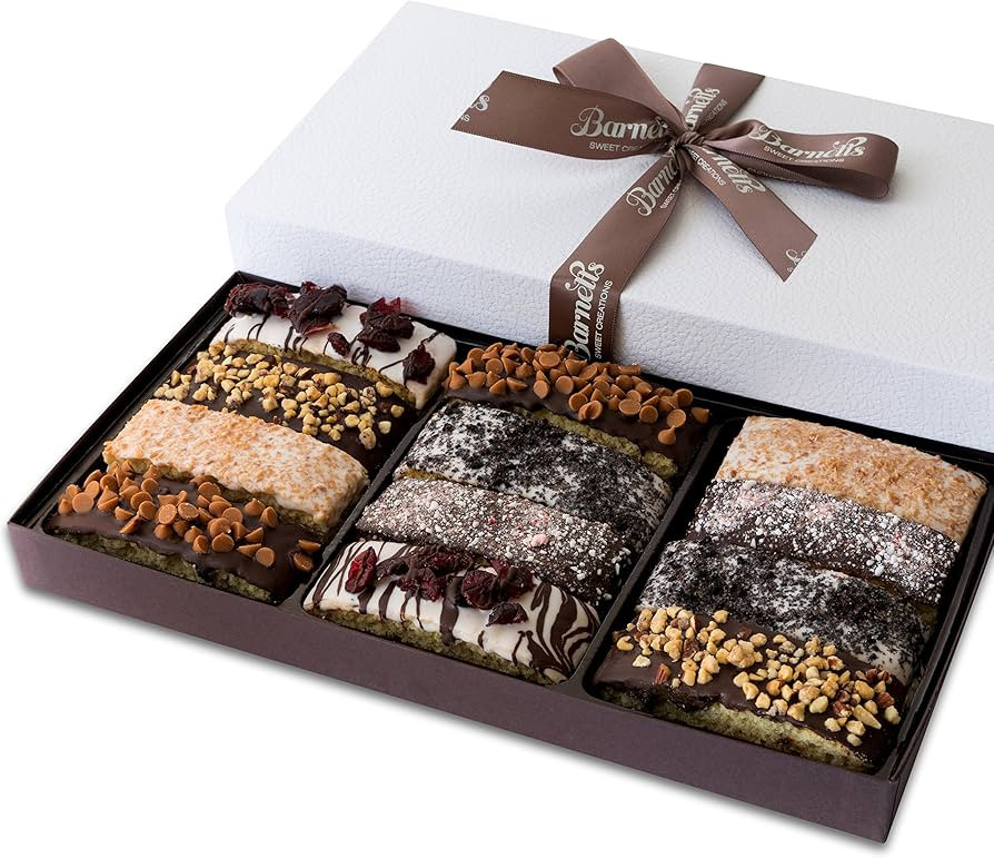 Barnetts Mothers Day 12 Chocolate Biscotti Gift Box, Gourmet Cookie Gifts Basket for Him and Her ... | Amazon (US)