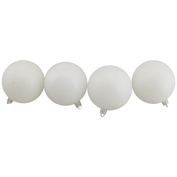 Northlight 32ct Shatterproof 4-Finish Christmas Ball Ornament Set 3.25" - White - Walmart.com | Walmart (US)