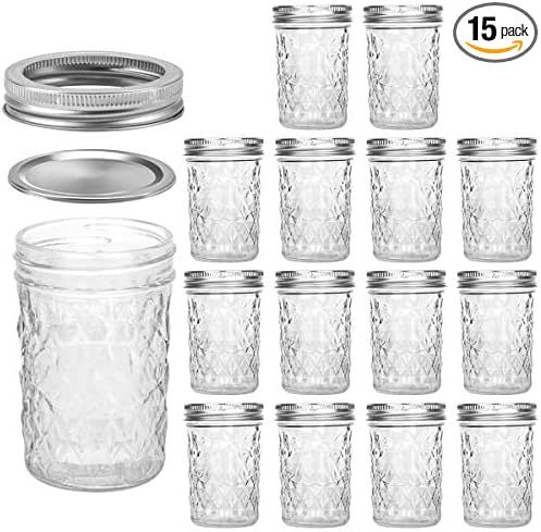 Amazon.com: Mason Jars 8 OZ, VERONES 8 OZ Canning Jars Jelly Jars With Regular Lids, Ideal for Ja... | Amazon (US)