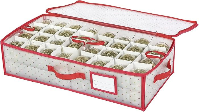 Sattiyrch Plastic Underbed Christmas Ornament Storage Box Zippered Closure,Stores up to 64 of The... | Amazon (US)