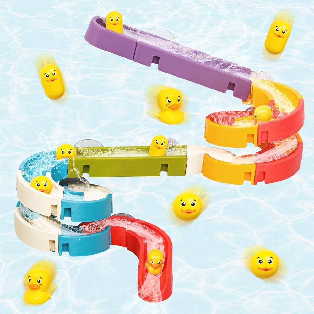 Duck Slide Bath Toys for Kids Ages 4-8, Wall Track Building Set 3+ Year Old, Fun DIY Kit Bathtub ... | Amazon (US)
