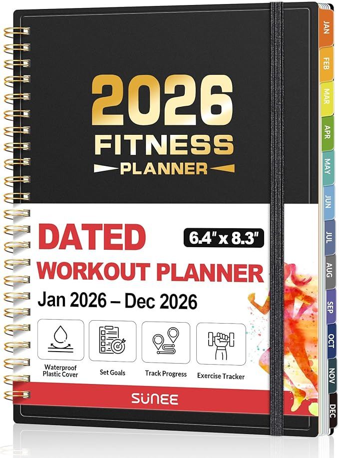 2026 Fitness Workout Journal Planner for Women & Men, JAN 2026 - DEC 2026 Exercise Planner, 6.4" ... | Amazon (US)