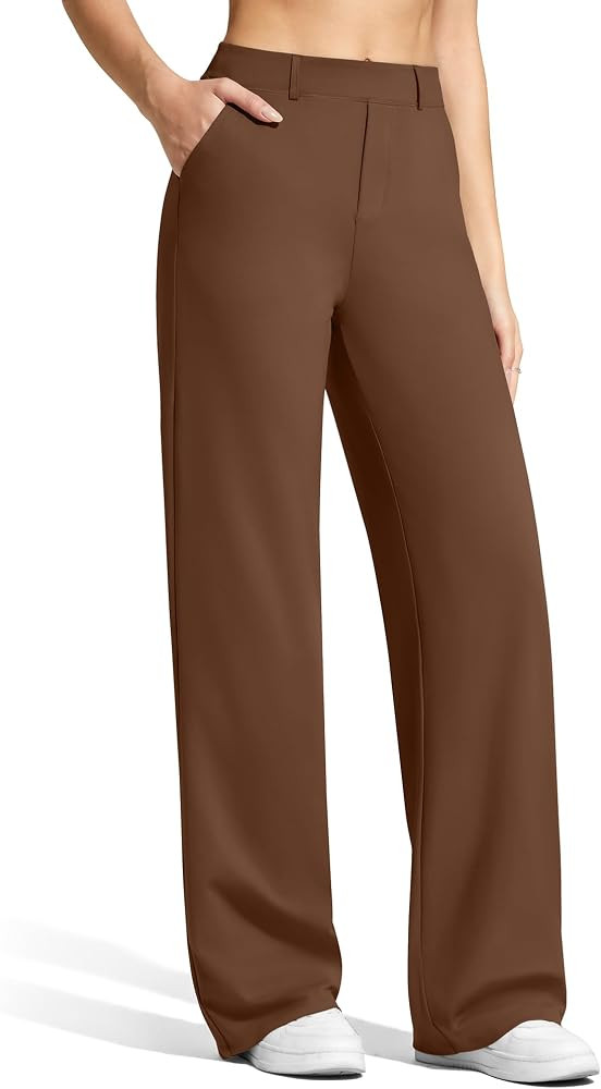 G4Free EverGoing Women's Wide Leg Dress Pants with Pockets Belt Loops | Amazon (US)