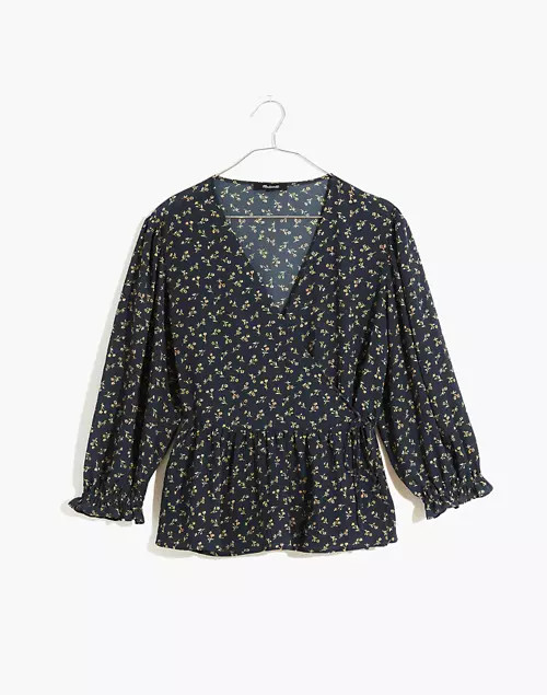 Puff-Sleeve Peplum Wrap Top in Spring Fling | Madewell