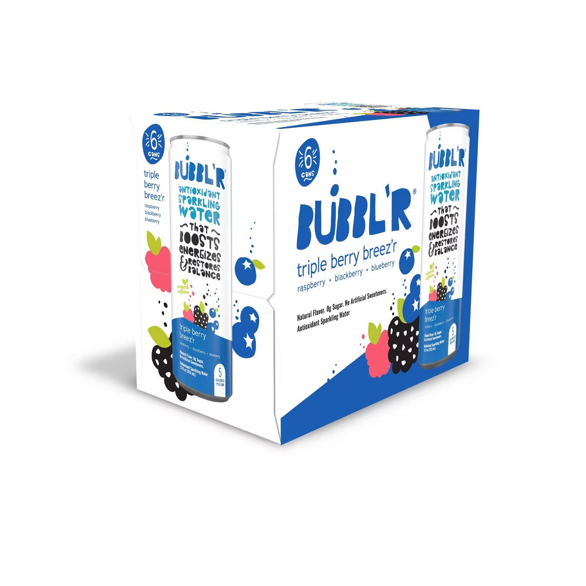 BUBBL'R Triple Berry Breez'r Antioxidant Sparkling Water - 6pk/12 fl oz Can | Target