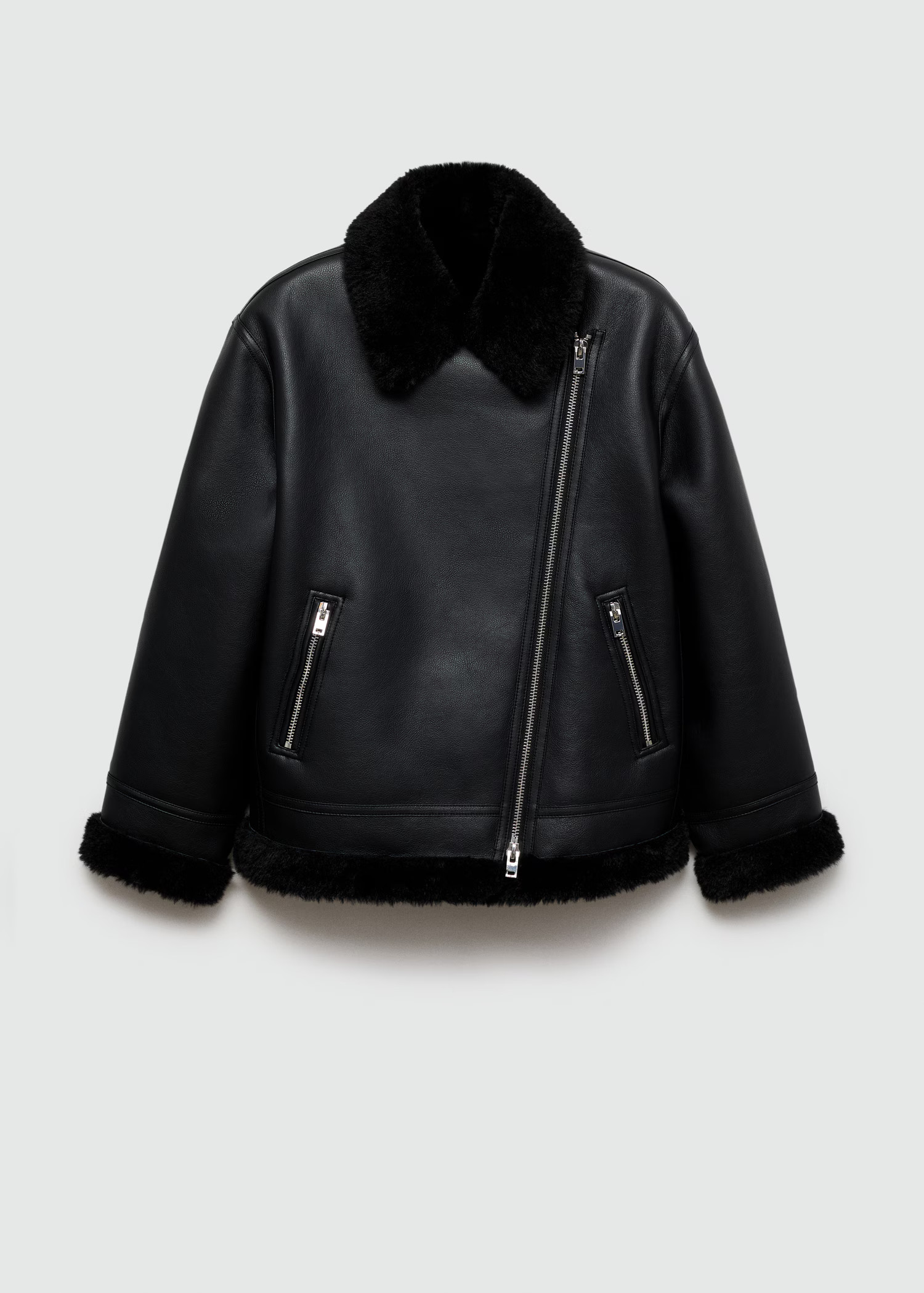 Faux shearling-lined jacket | MANGO (US)