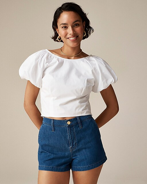 Fitted puff-sleeve top | J. Crew US