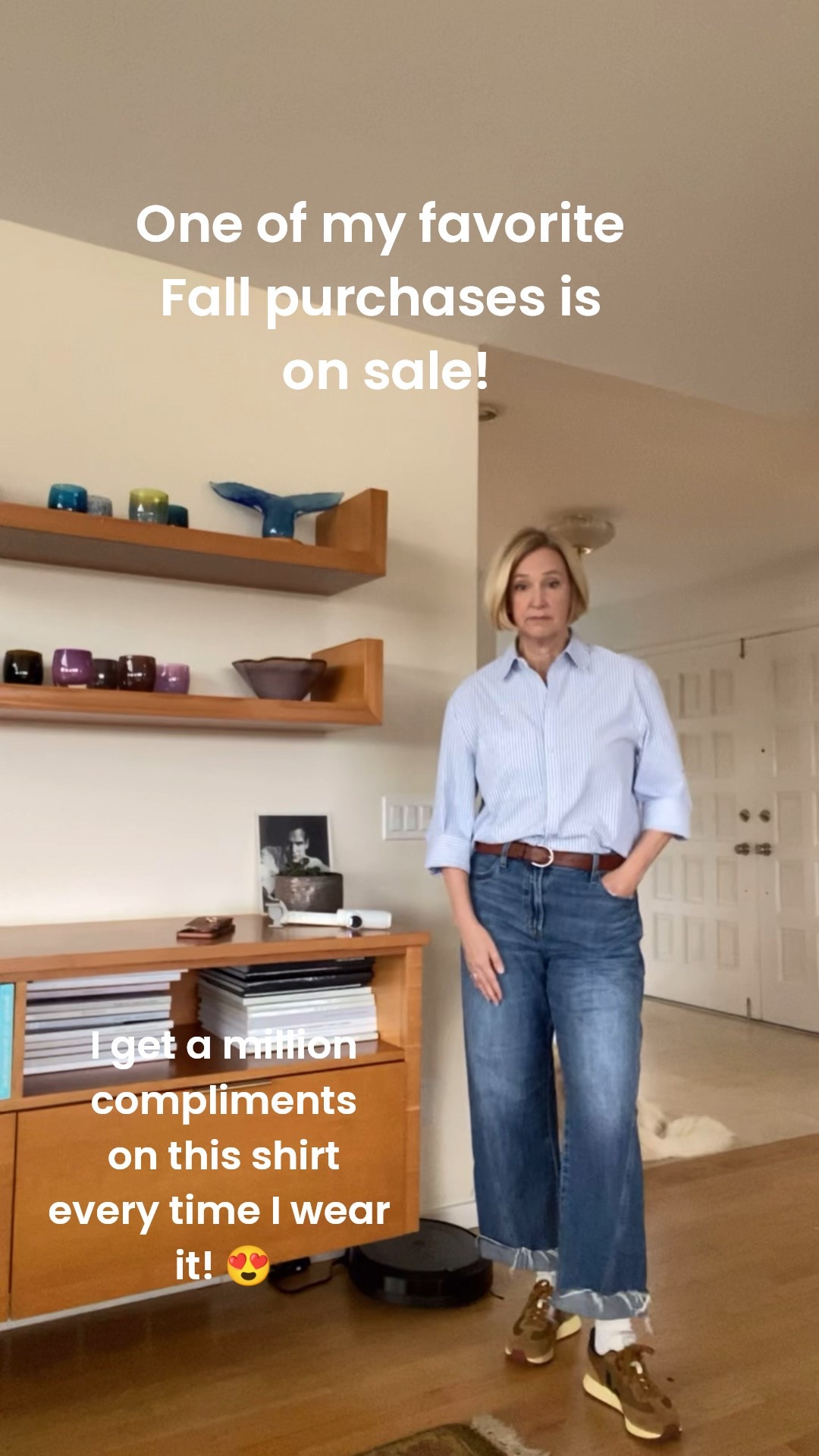 I LOVE this pinstripe shirt from Mango. It’s hard to tell in the video but it has these little micro sparkly studs that give it a subtle festive vibe 🤩 I love the length of the silhouette and the sleeves- hits my shape in just the right places. It’s on sale now for Black Friday!!!

#LTKOver40 #LTKMidsize #LTKHoliday