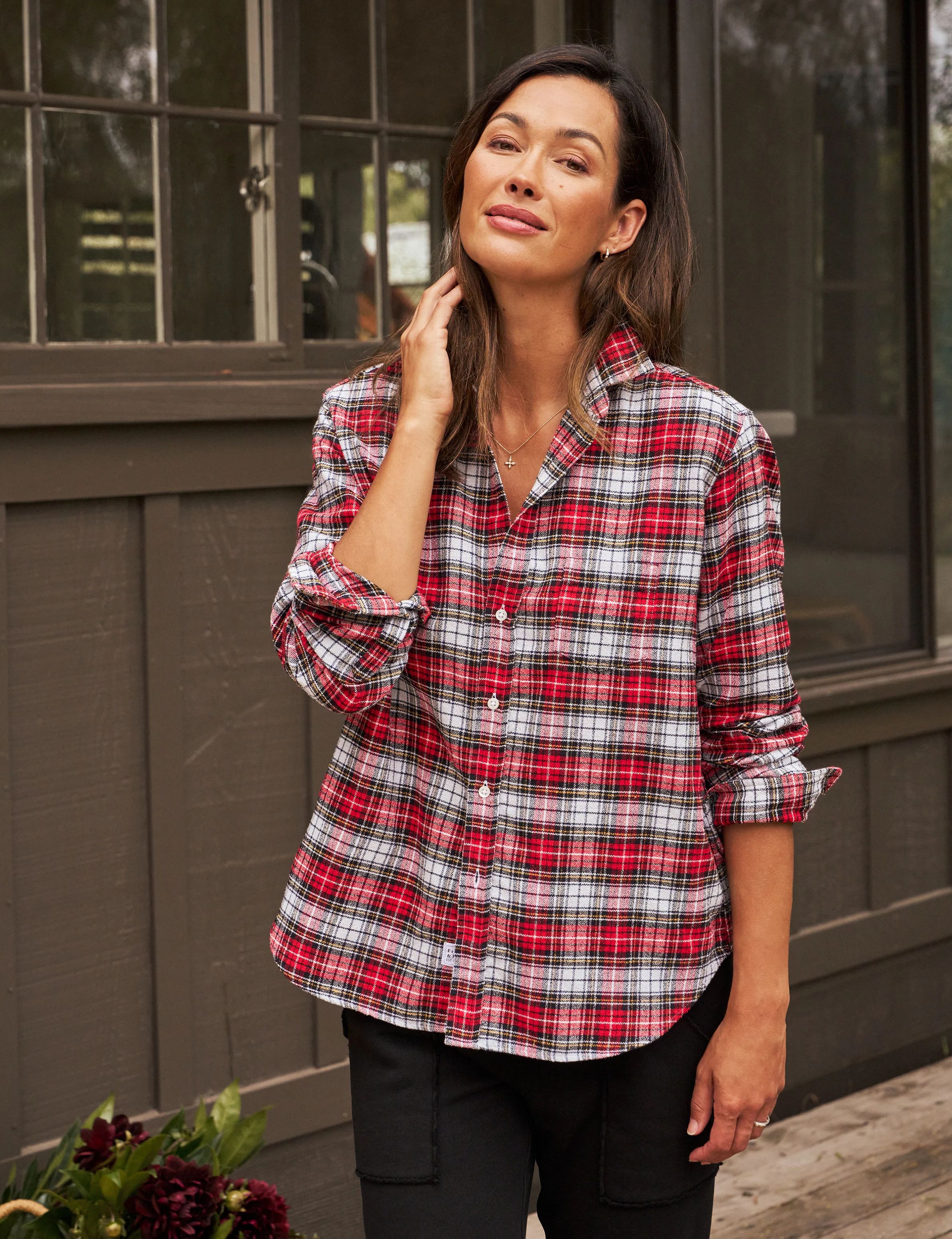 EILEEN White and Black with Red Plaid, Flannel | Frank & Eileen