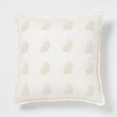 Beaded Bunny Square Throw Pillow Cream - Threshold&#8482; | Target