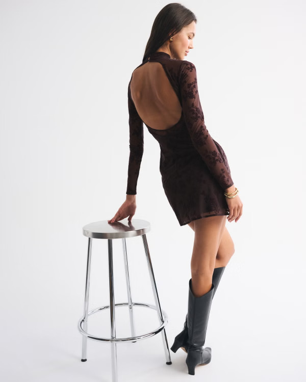 Women's Bra-Free Open-Back Mockneck Mini Dress | Women's | Abercrombie.com | Abercrombie & Fitch (US)