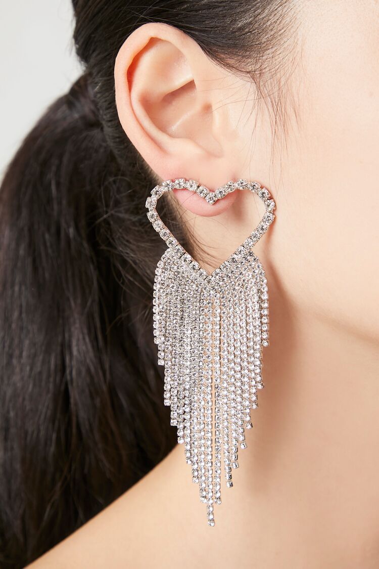 Rhinestone Heart Chandelier Earrings | Forever 21