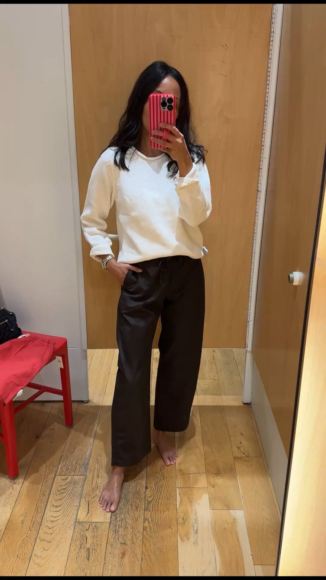 40% off on this sweater and pull on pants. Cotton roll neck sweater. Runs small and supposed to be fitted. This is a medium for an oversized fit.  I could also wear a small. 
Cotton poplin barrel pants have the cutest fit. True to size ; if you have narrow hips you could size down as I did. This is the dark brown color.

#LTKOver40 #LTKWorkwear