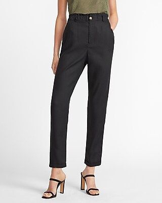 Super High Waisted Tapered Leg Twill Pant Black Women's M | Express