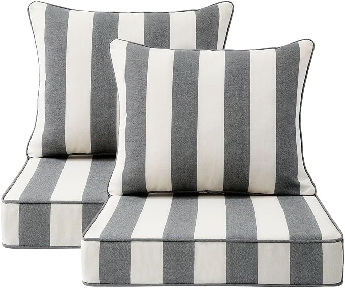 Unimatta Outdoor Patio Chair Cushions Set, 24" x 24", Set of 2, Water-Repellent, Fade Resistant, ... | Amazon (US)